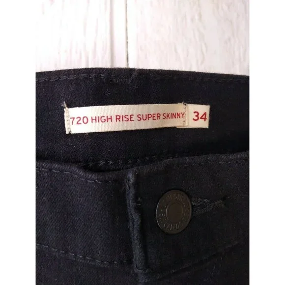 Levi's 720 Women's 18 MED High-Rise Super Skinny Jeans Black NWT - Picture 7 of 8